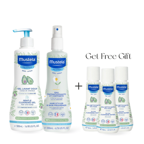 Buy Mustela Stelatopia Cleansing Gel – 200ml + Mustela Selatopia Face Emolient Cream – 40ml Get 15% Off