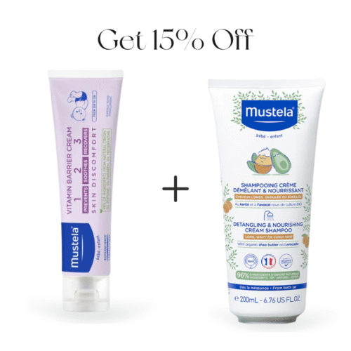 Buy Mustela Vitamin Barrier Cream + Mustela Detangling Cream Shampoo – 200ml Get 15% Off
