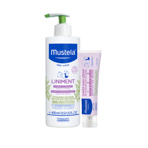 20% Off Mustela Liniment Diaper Change Cleanser – 400ml + Mustela Certified Organic Diaper Cream – 75ml