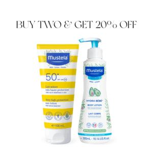 20% Off Mustela Very High Protection Sun Lotion SPF 50+ – 100ml + Mustela Hydra Bebe Body Lotion – 300ml