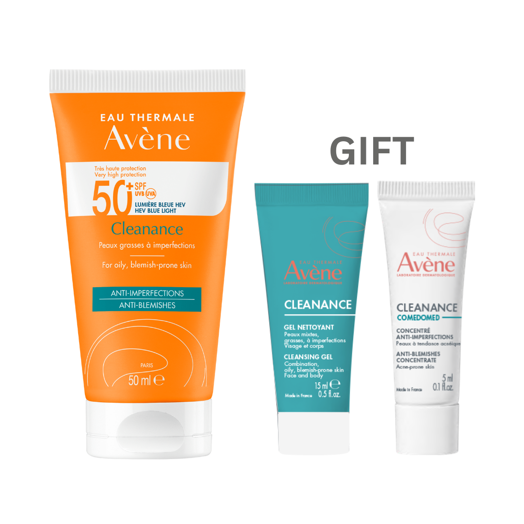 11 Buy Avene Cleanance Sunscreen SPF 50+ – 50ml Get Free Avene Cleanance Cleansing Gel 15ml + Free Avene Comedomed Concentrate – 5ml