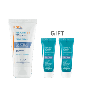 Buy Ducray Keracnyl UV Fluid  SPF50 – 50ml Get 2 Free Ducray keracnyl Cleansing Gel -10ml