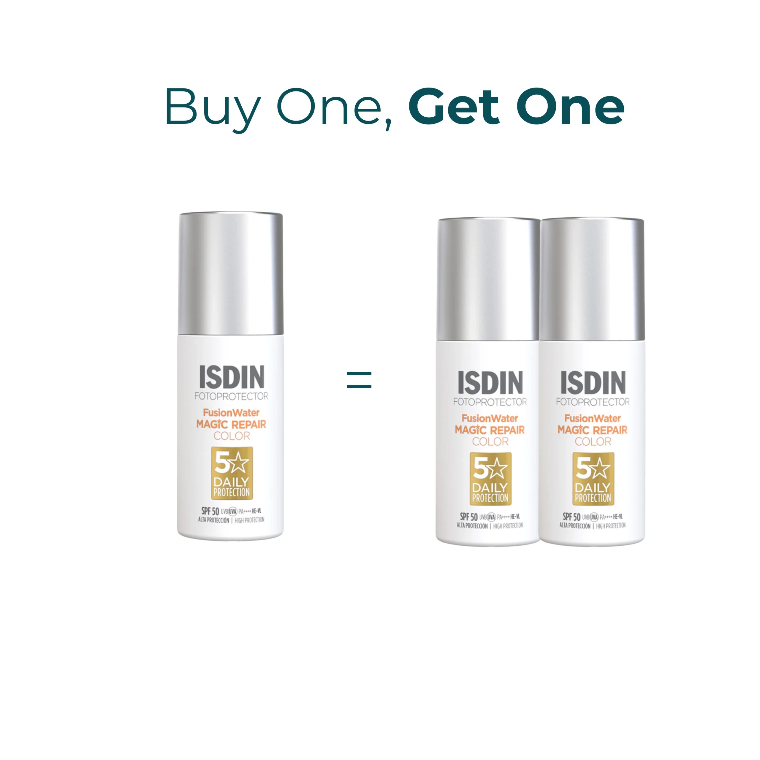 41 Buy Isdin Fotoprotector Fusion Water Magic Repair Color – 50 ml Get 1 For Free